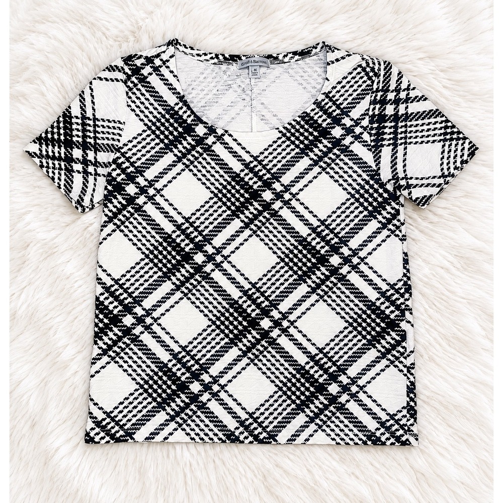 Charlotte Russe Black & White Plaid Waffle Knit Top Size S | Geometric Y2K